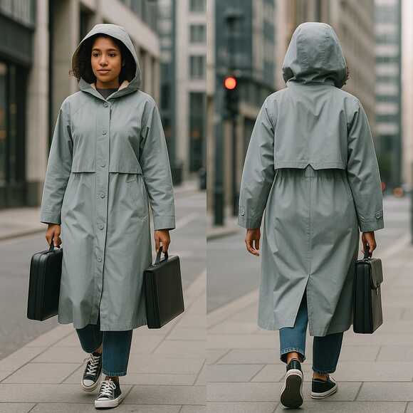 VTG FS Limited  Womens 16P Light Blue Trench Coat Duster Removable Hood - Picture 1 of 15